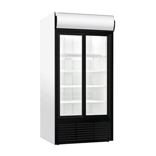 ICESHOP Frigo vitrine à boissons, Armoire réfrigérée, 2 portes vitrées coulissantes 880 L, frigo professionnel Blanc SD1001