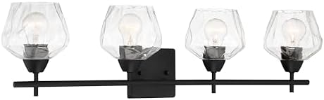 Minka Lavery 3174-66A Camrin Vanity Bath Light, 4-Light, 240 Total Watts, 31-in H x 8.38-in W, Coal Black