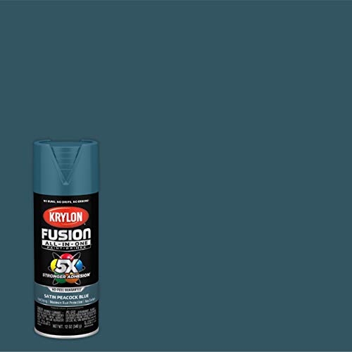 Image of Krylon Fusion All-In-One Adhesive Spray Paint for Indoor /Outdoor Use, 12 oz, Peacock Blue