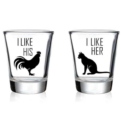 MyGiftHub Funny Couples Shot Glasses 2oz Set - Cat &...