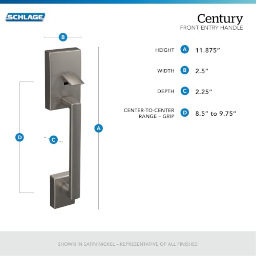 Image of SCHLAGE Lower Half Entry Handleset, Latitude Lever, Satin Nickel | Exterior front door handleset grip with reversible interior lever, No deadbolt, Pairs with smart locks, Certified durability