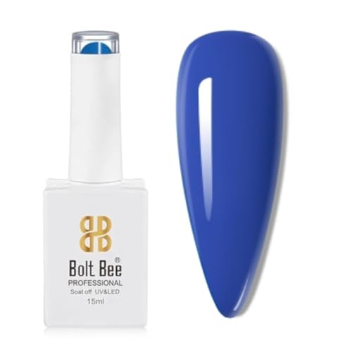 Image of Bolt Bee Cobalt Blue Color Gel Nail Polish Soak Off UV Gel DIY at Home Manicure Salon Nail Art (55, 15ml)