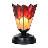 Design del gambo fragile Art Deco Trade - Lampada da tavolo bassa Tiffany nera con Fleur de Vanneau \