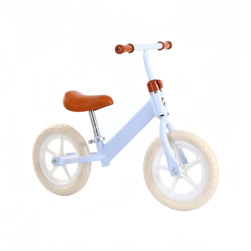 ペダルなし自転車 2-6歳 キックバイク 12インチ 子供用 軽量 コンパクト 高さ調節可能 安全設計 贈り物 (バスケットなし,ブルー)