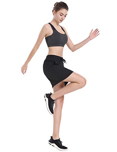 COOrun Workout Skort for Women Athletic Golf Tennis Skirt High Waist Active Skort with Short Pockets Black