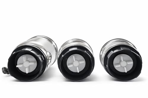 Image of Wonder Star Stainless Steel Mixer Jar Set, 3 Pieces, with White Lids, Silver || capacity 300+800+1200ml ||nylon base ||side 2lock and 4teeth coupler mixer compatible