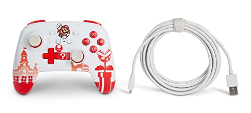 Manette Filaire Améliorée Powera pour Nintendo Switch - Mario Rouge/Blanc