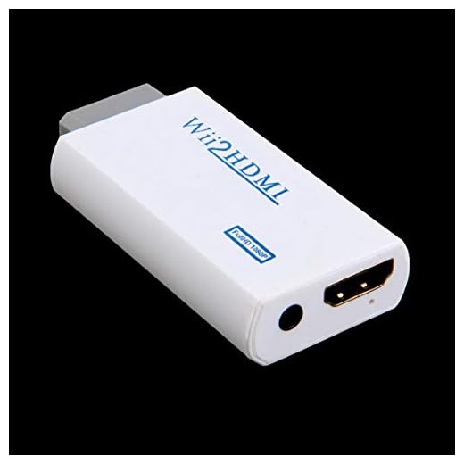 Vit plast Wii till HDMI Wii2HDMI-adapter konverterare full HD 1080P utgång uppskalande 3,5 mm ljudvideoutgång – svart