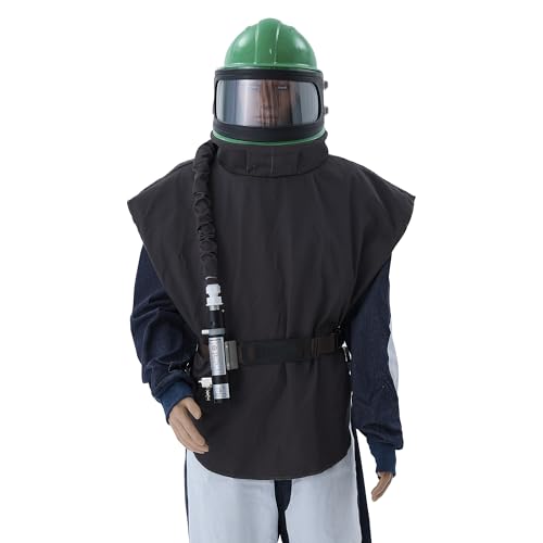 SHUNJIE Industrial Sandblasting Helmet - Heavy-Duty Sandblaster Hood for Sand Blasters&Surface Prep Sandblasting Hood with Air Regulation System Professional Sand Blaster Safety Equipment