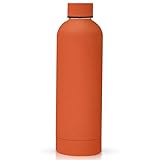 All in Denim 17 oz. Orange Rubber Coated Soft Touch Water Thermos Vacuum Flask Bottle