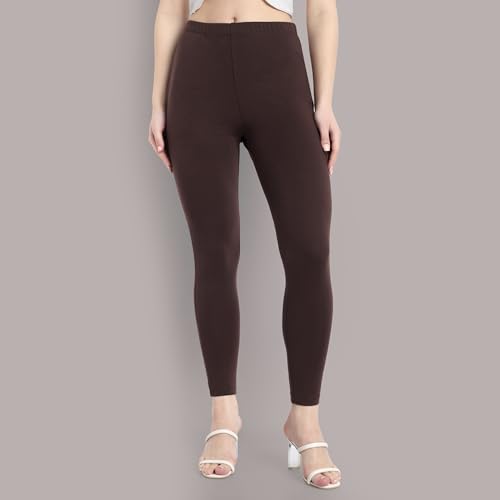 Image of ONE SKY Women Ankle Length Leggings | Premium Cotton Modal Spandex Blend | High Waist Stretchable & Bio-Washed Fabric | Colour-Lock | Ethnic Leggings for Women