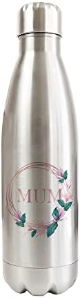 Print Maniacs Mothers Day Gift Stainless Steel Water Bottle Flower Thermos Vacuum Insulated Metal Water Bottle for 12 Hours Hot & 24 Hours Cold Drinks Sports Flask Work Gym Travel 500ml (White)