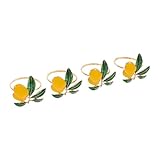 ARTIBETTER 4 Servilleteros de Limón Metálicos Anillos Rústicos para Servilletas Tamaño Ajustable Decoración Veraniega para Bodas y Cenas Accesorios Creativos y Duraderos para Mesa