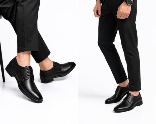 Image of Men's Formal Derby Shoes, Lace-Up, Micro-Perforated Panels, Cushioned Lining, Lightweight, for Suits, Blazers, and Wedding Tuxedos