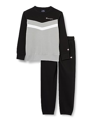 Champion Legacy Sweatsuits B-Colorblock Powerblend Fleece Crewneck Chándal Deportivo, Negro, 13-14 Años para Niños