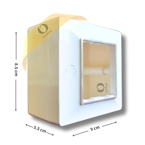 ORMOR Modular Surface Mount Gang Box (2 Module-White) Silver Line Glossy Premium Polycarbonate Box for Universal Standard Modular Electrical Switches