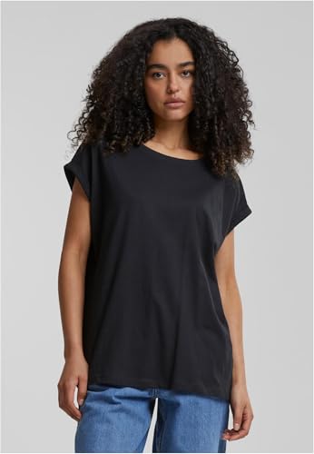 Urban Classics Ladies Extended Shoulder Tee, Camiseta Mujer, Black, L