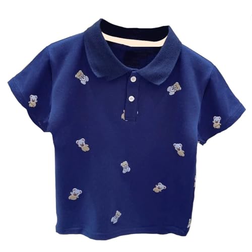 Boys Polo Shirt with Bear Printed, Short Sleeves, Kids Tshirt,
