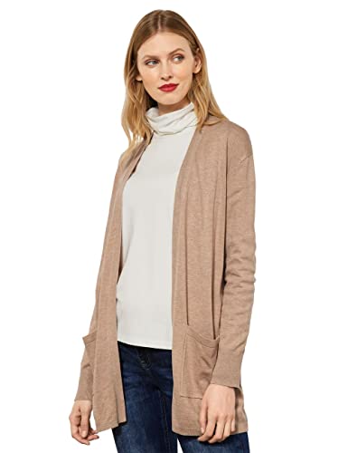 STREET ONE Damen A253516 Strickjacke, Buff Sand Melange, 36
