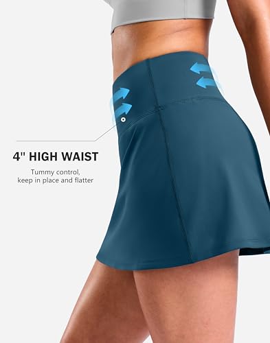 Image of SANTINY 13.5 inch /15 inch Skorts for Women with 2 Pockets High Waisted A Line Casual Pickleball Golf Skort Athletic Tennis Skirt