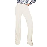 PINSV Women's High Waisted Stretchy Bootcut Pull On Dress Pants Casual Work Pants 3257 White M