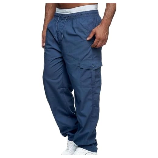 Calça Cargo Masculina Tactel Casual com Bolsos e Cintura Ajustavel - Alastro Company (BR, Alfa, GG, Regular, Regular, 1, Preto)