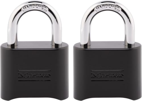 Image of Master Lock Black Combination Padlock,Set Your Own Combo Lock,Weather Resistant Indoor and Outdoor Padlocks with Code for Gym Locker,Gate,Shed,178EC2,2 Count (Pack of 10)