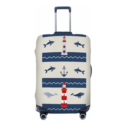 Sea Whale Lighthouse Stretchable Luggage Covers for Suitcase TSA Approved, Dust Proof and Scratch Resistant Travel Luggage Protector for Carry On (22-24 in)