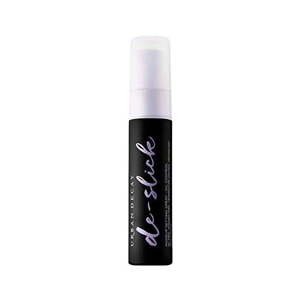 Urban-Decay-De-Slick-Oil-Control-Matte-Makeup-Setting-Spray-Travel-Size-Controls-Oil-Blocks-Shine-Locks-Makeup-in-Place-Oil-Free-Microfine-Face-Mist-10-fl-oz Urban Decay De-Slick Mattifying Makeup Setting Spray for Face, Waterproof, Smudge-proof, Oil & Shine Control, for Oily Combination Skin, Oil-free, Vegan, Cruelty-free
