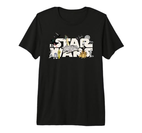 Star Wars t-shirt premium en coton avec imprimé véhicules et vilains galactiques