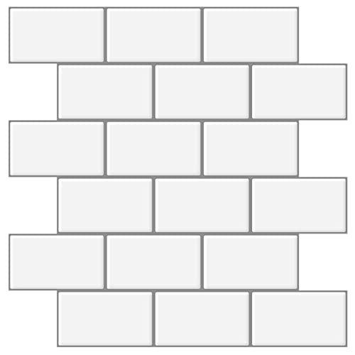 Mejores review On-line Azulejo gris tabla con los diez mejores. 34 Azulejo premium de despegar y pegar para salpicaduras de cocina, color blanco/lechada gris (10 azulejos, diseño más grueso)