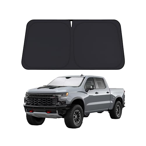 EcoNour Windshield Sunshade Compatible for Chevrolet Silverado 1500 2019-2024 2025 2026, Sun Visor for Front Windshield & Window Sun Shade Cover, UV Heat Blocker & Protector, Car Accessories