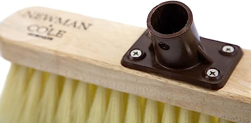 Newman and Cole 12" Wooden Broom Head with Soft Synthetic Bristle Replacement Wooden Broom Head - Kitchen Broom Indoor Soft Bristle Broom Floor Sweeping Brush with Plastic Fixing Bracket Connector