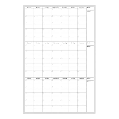 Calendario de pared borrable en seco – Calendario de pizarra blanca de gran formato | Organizador grande de 122 x 81 cm de secado rápido con zona de notas y tareas para estudiantes docentes