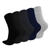 ZAKASA Calcetines Ejecutivos Hombre Algodón: Calcetines Clásicos Transpirables Sin Costuras Traje Cómodos para Oficina EU 43-46 Negro 5 Pares