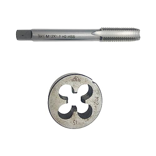 M12 x 1.5 Tap and Die Right Hand Threading Tool M12 x 1.5 Metric Tap Die Set High Speed Steel HSS, M12x1.5 Tap Set Hand Tools