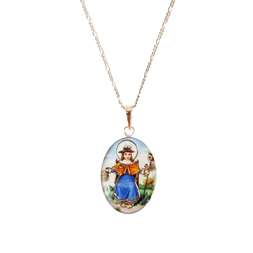 Nuestra Fe Saints necklace for women made with real pressed flowers 0.925 silver - Virgen de guadalupe necklace - Angel necklaces