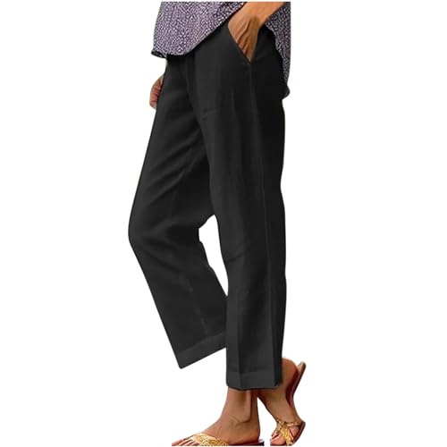 Womens 2024 Linen Palazzo Pants Cotton Beach Pants Wide Leg Summer Pants Lightweight Trendy Vacation Clothes