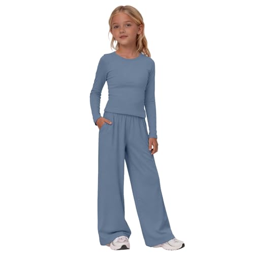 Ensemble 2 pièces fille haut slim et pantalon fluide à jambes larges respirant