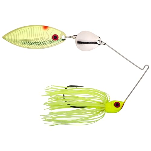 Strike King (REYE38CW-1) Red Eye Spinnerbait Fishing Lure, 1 - Chartreuse, 3/8 oz, Large Red Eyes
