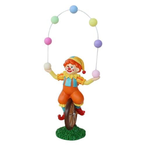 TOWARDSNAN Estatua colorida de payaso malabares de resinas, decoración para sala de estar, estante de mesa para niños, regalo de cumpleaños, figura de payaso de circo, decoración del hogar