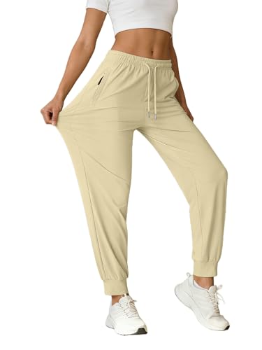 Elegant Seal Womens Stretchy Hiking Pants Lightweight Quick-Drying Sweatpants Joggers for Running with Zippered Pockets