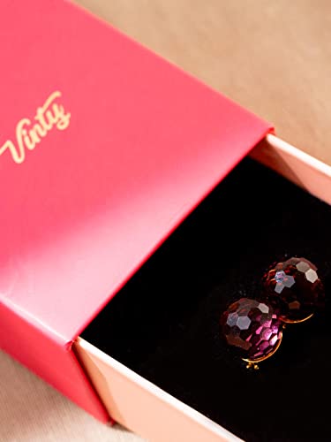 Image of Crystal Earrings for Women, Sparkly Austrian Crystal Disco Ball Earrings, 18K Gold Plated Post Drop Earrings with Colorful Spheres, Hypoallergenic & Lightweight, Ideal Gift for Her