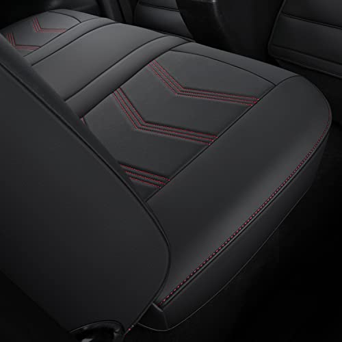 Image of LUCKYMAN CLUB Tacoma Custom Seat Covers M9 Full Set, Fit 2005-2023 Tacoma Double /Crew Cab SR SR5 TRD Sport TRD Off-Road PreRunner Trims, with Waterproof Faux Leather (Full Set, Black-Red)
