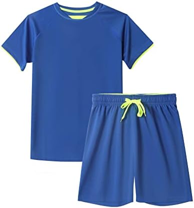 DaniChins Boys Loose Athletic Short-Sleeve Shirt and Active Mesh Shorts Set
