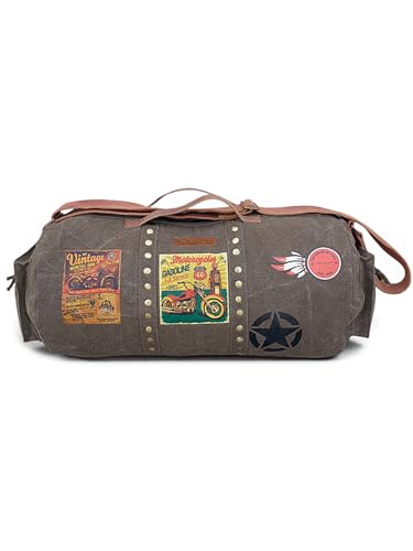 Image of The House of Tara Canvas Travel Duffle Bag 25 litres | Sports Duffel | for Men and Women | Adjustable Broad Strap | Gym Bag | Airline Carry On Luggage | Quick Access Pockets (Acorn Brown)