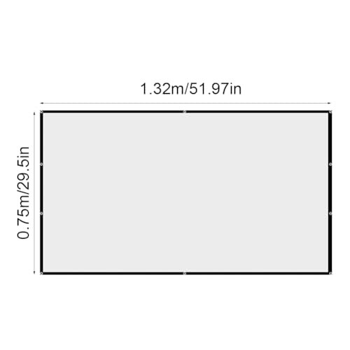 Projector Screen, Canvases for Projectors, Portable Film Screen, Foldable Projection Screen, Projektionsleinwand, für Heimkino, Schulbildung, Büropräsentationen, 16:9 HD 4K, 60 Zoll, 132 x 75cm