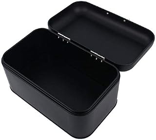 Bread Bin 30.50 x 20.00 x16.00 cm - Food Containers, Large Capacity Solid Color Retro Metal Bread Bin Box for Bread (3 Colors)(Black)