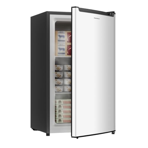 BANGSON 2.1 Cu.ft Upright Mini Freezer for Dorm Office Silver
