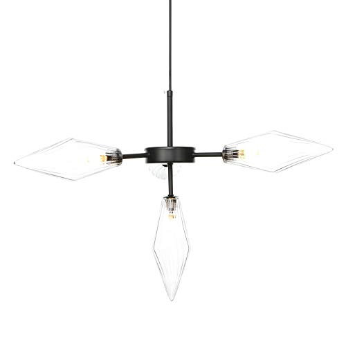 Lustre spoutnik noir 4 lampes en verre conique RLKHXBS pour salon